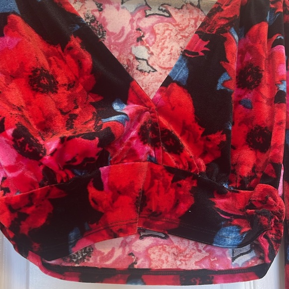 Bundle- like new 2 red crop , long sleeved, cotton and velvet tops. Sz S - Picture 6 of 8